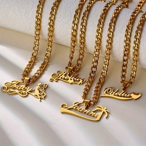 Collana con nome personalizzato collana cubana in acciaio inossidabile placcato oro collana regalo personalizzata <span class=keywords><strong>per</strong></span> le ragazze - Product Image 2