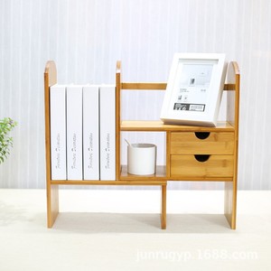 Estante de almacenamiento de escritorio de bambú y madera de 3 niveles para organizar artículos de estudio, papelería y revistas - Product Image 1