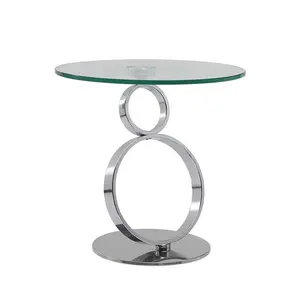 PURUOモダンスタイルクラシックリビングルーム家具強化ガラストップサイドテーブル