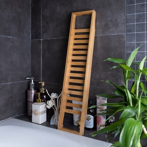 Étagère de rangement rectangulaire autoportante en bambou pour baignoire, 70x14.5x4cm, pour salle de bain et spa - Product Image 4