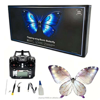 JIN PENG Papillon Bionique en Fibre de Carbone Télécommandé avec Ailes Battantes et Lumières LED pour Décoration d'Événements et Fêtes
