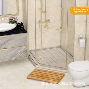 Alfombra antideslizante de madera para baño con diseño de drenaje hueco, adecuada para uso doméstico y comercial, ideal para zonas de ducha. - Product Image 2