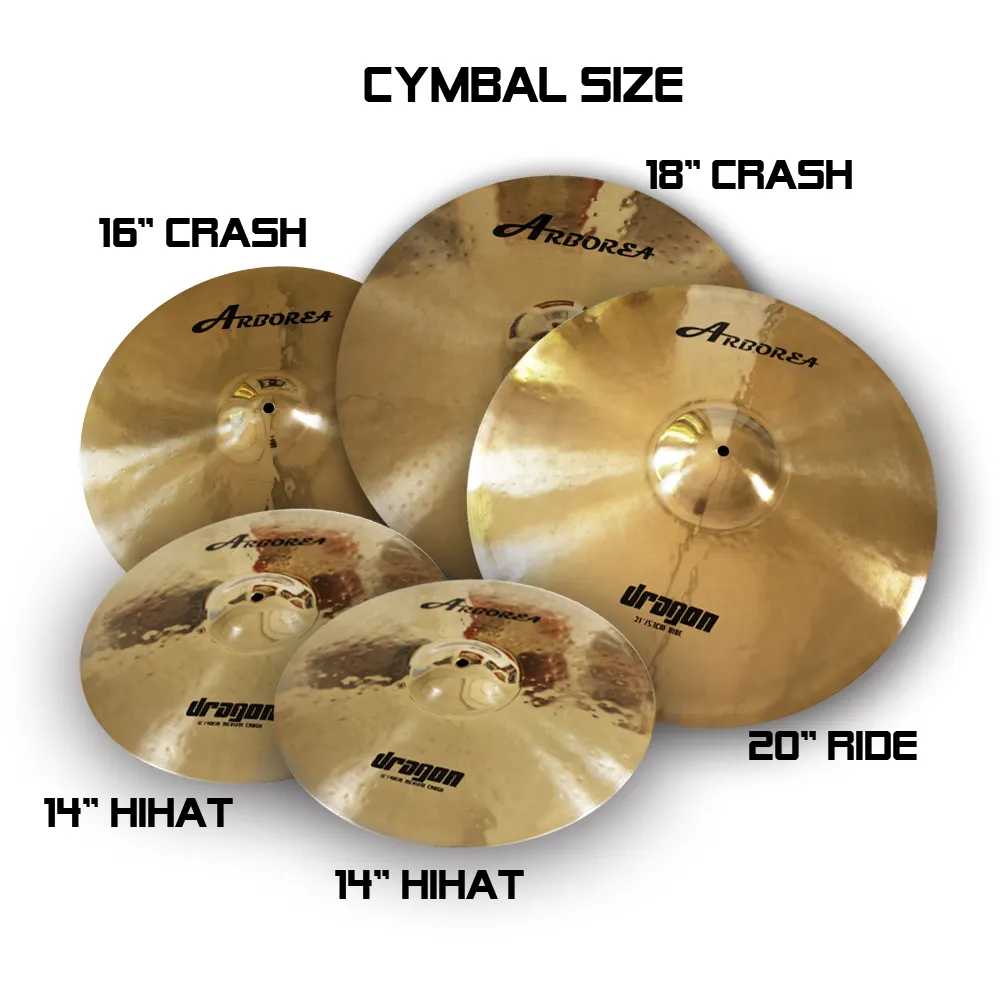 Arborea Dragon Series Cymbal 14 "Hi-Hat 16" Crash 18 "Crash 20" Ride Cymbal Bag for Drum Set