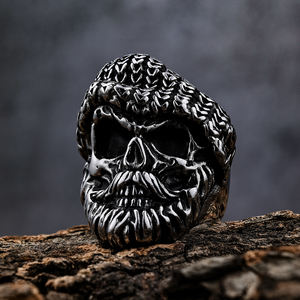 الصب العصرية رجل الفولاذ المقاوم للصدأ العصابات لحية كبيرة خاتم على شكل جمجمة فاسق الهيب هوب الرجل العجوز السائق اللحية الجمجمة حزب خاتم - Product Image 5