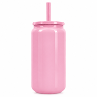 Gobelet isotherme Mason Jar de 16 oz avec couvercle à paille, tasse de voyage sous vide en acier inoxydable