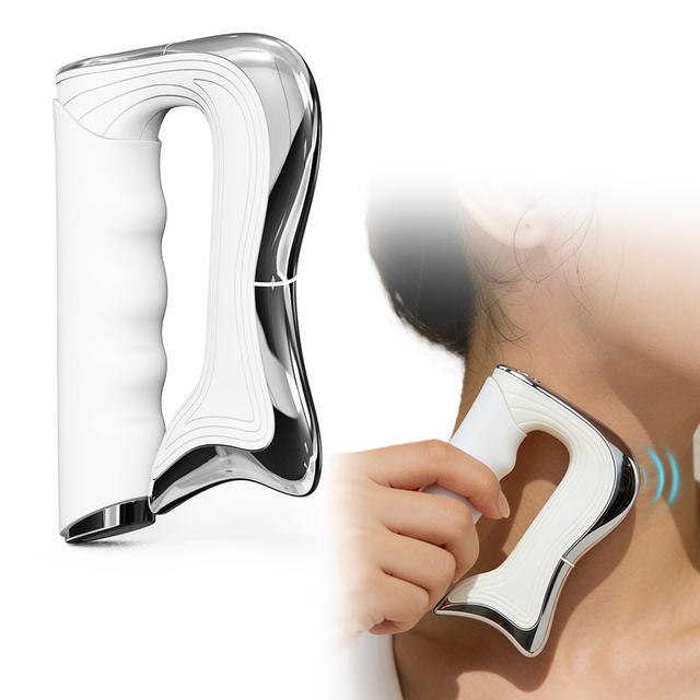 Upgraded Hand Held Electric Gua Sha Myofascial Massager for Face Neck ABS Vibration 3-Level Muscle Relaxation Fascial Scraper