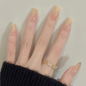 Xiaohongshu vente chaude embouts portables poudre d'or haut de gamme autocollants pour ongles français étincelants fille chaude désir pur faux ongles - Product Image 6