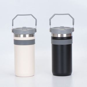550ml Portable Handle Cup Hot Ice Water <b>Bottle</b> Sports Outdoor Stainless Steel Travel <b>Coffee</b> Mug for Summer Gift Fitness Camping - Product Image 1