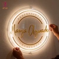 Enseigne rétroéclairée Haolit personnalisée en acrylique rond avec lettres dorées 3D, design imprimé UV, logo d'entreprise pour la décoration de magasin, boutique