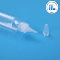 Vente en gros de flacons en plastique PET de 120 ml pour cosmétiques, à embout aiguille, pour extrusion, sous-emballage, couleur nude, avec bouchon à vis souple à embout pointu