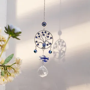 Attrape-soleil Boho <span class=keywords><strong>Arbre</strong></span> <span class=keywords><strong>de</strong></span> <span class=keywords><strong>Vie</strong></span> Œil du Diable Fait Main Perles et Cristal Pendentif Porte-Bonheur Cadeau pour Décoration Maison Bureau Voiture - Product Image 2