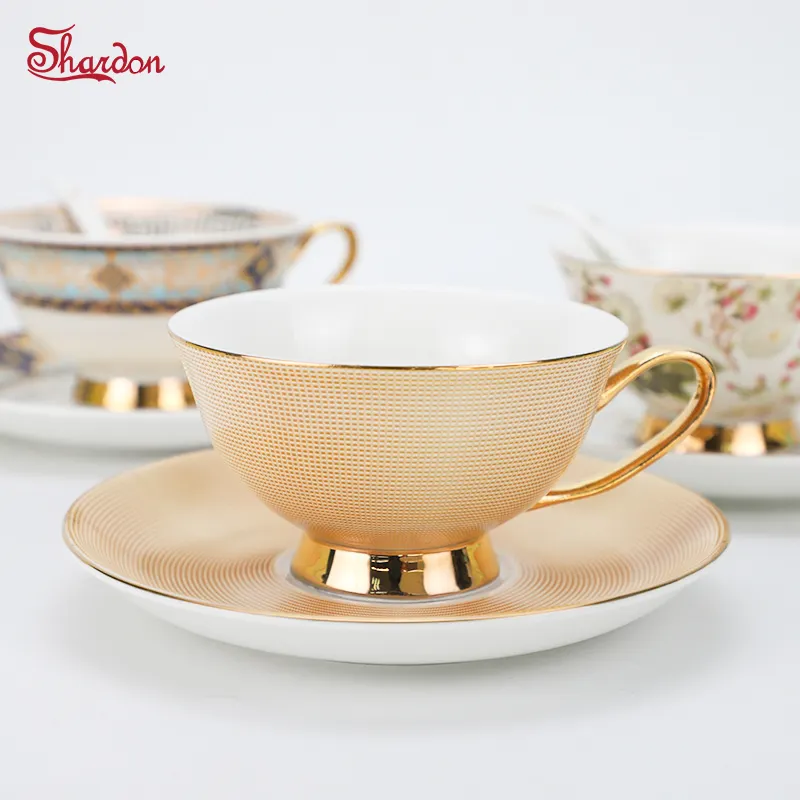 Classic Euro Style New Bone China Cup & Saucer Set Ceramic Tea Coffee Mug For Afternoon Tea, Wedding Parties And Christmas Gifts