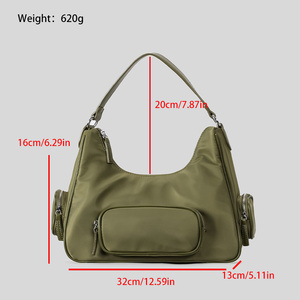 Sac Hobo <span class=keywords><strong>Chic</strong></span> Polyvalent pour Femme avec Logo Personnalisé, en Tissu Oxford de Haute Qualité, Multi-Poches, Style Biker Punk, Porté Épaule ou Croisé - Product Image 2