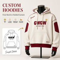 Sweat-shirt à capuche surdimensionné pour homme en cuir PU personnalisé avec empiècements colorés et manches contrastées, poids lourd