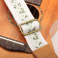 Sangle d'ukulélé brodée avec accessoires d'ukulélé à extrémité en cuir Longteam US-88