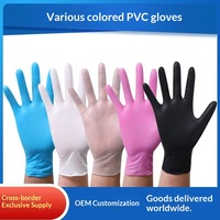 Gants jetables en nitrile-PVC composites, noirs, épais, durables, de protection, pour la beauté, la restauration, l'usage domestique, 100 pièces/boîte