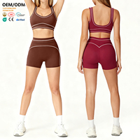 XW-AWX8003+ADK8003 Ensemble de sport deux pièces pour femme avec short push-up et coussinets, ligne blanche, nouvelle collection, pour fitness, yoga et entraînement