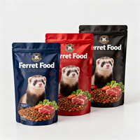 Sacs d'emballage en plastique personnalisés refermables pour aliments secs lyophilisés pour chats, chiens et furets, 0,5 kg, 1 kg, 3 kg, 5 kg, fond plat