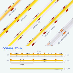 QM 3年保修COB发光二极管条480发光二极管CE RoHS 12V 24V 100ft英尺暖白光柔性COB发光二极管条灯 - Product Image 6