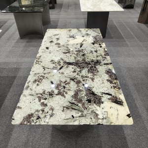 Snow Mountain <span class=keywords><strong>Blue</strong></span> Luxury Stone Mesa de comedor de mármol rectangular moderna Patas de <span class=keywords><strong>metal</strong></span> 6 asientos Hotel Villa Muebles de restaurante - Product Image 6