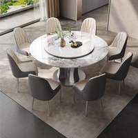 Ensemble de tables et chaises de salle à manger Runwood Light Luxury Stone Plate, style moderne et simple, pour petit appartement, avec plateau tournant en marbre rond.
