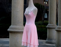 Nouvelle robe de danse en mousseline rose avec jupe lyrique pour filles Costume de performance lyrique Taille L