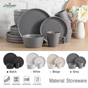 Nuovo Design 2026 Disponibile: Set da Pranzo Rotondo Completo da 16 Pezzi in Gres Opaco Nero con Piatti e Tazze in Ceramica - Product Image 6