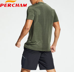 Erkekler İçin Hızlı Kuruyan Yuvarlak Yaka Spor Giyim Özel Logo Spor Tarzı Paisley Desenli Dokuma Tişörtler Kısa Kollu Boş Toptan - Product Image 5