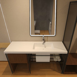 Lavabo Cuadrado Elegante de Cerámica Blanca con Borde Delgado, Lavabo Esquinero Moderno y Ecológico para Baños Compactos - Product Image 6