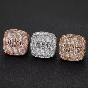 Alphabet Hip Hop Ring Accessories, Custom DIY Trendy Brand Personalized Copper Zircon Ring Men's Ring - Product Image 5