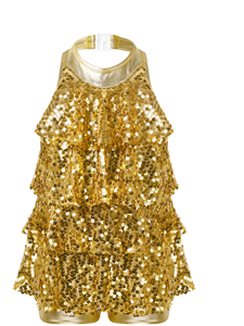 Vestido de Baile con Lentejuelas Brillantes Doradas para Danza Latina, Ballet, Jazz, <span class=keywords><strong>Tango</strong></span>, Samba, Actuaciones en Escenario, Disponible al por Mayor - Product Image 1