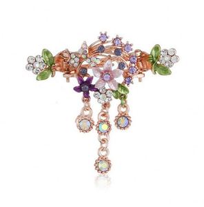 Pince à cheveux rétro pour femme, style vintage, avec fleur peinte et strass, bijou pour cheveux - Product Image 1