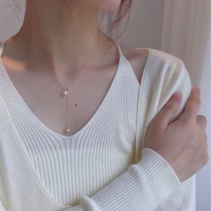 Collier en perles naturelles élégant et polyvalent pour femmes, chaîne de clavicule d'été avec un design de niche - Product Image 2
