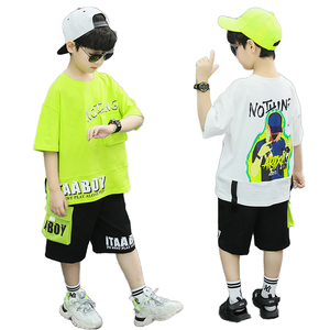 Ensemble de costume décontracté d'été pour garçons, imprimé en coton, hip-hop, 2 pièces, manches courtes, pour bébé et enfants - Product Image 3