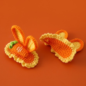 Nuevas Pinzas para el Cabello con Orejas de Conejo y Zanahoria Tejidas en 3D, Dulces y Versátiles, Pinzas para el Cabello BB para Ocasiones de Pascua, para Peinar el Cabello de Bebés - Product Image 3