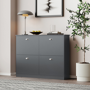 <b>Shoe</b> Cabinet With 4 Drawers Gray Narrow <b>Storage</b> For Entryway Foyer Hallway Bedroom - Product Image 1