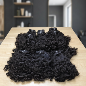Extensions de cheveux humains bouclés non traités, tissage profond, faites à la main, pour exportateurs en gros - Product Image 1