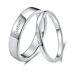 RINNTIN SR73批发实心925纯银戒指订婚结婚饰品纯银男女情侣戒指