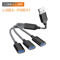 Cable USB-A trenzado de metal y nailon 2 en 1 y 3 en 1 personalizado OEM, cable de datos OTG macho a hembra, extensor USB