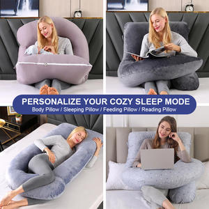 OEKO-TEX U-vormig zwangerschapskussen voor volledige lichaamsondersteuning, afneembare koele hoes van kristallen fluweel, zwangerschapskussen voor het slapen - Product Image 4