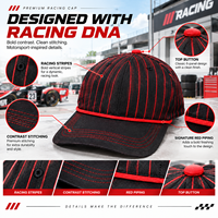 Casquette de baseball personnalisée à rayures fines avec logo, faible MOQ, visière incurvée, marque privée pour les marques de culture automobile