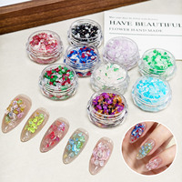 Ensemble de paillettes pour ongles en verre brisé, 9 couleurs, 9 sachets de 5g chacun, pour la manucure DIY et les loisirs créatifs scintillants pour fêtes