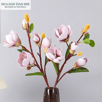 Fleur de Magnolia Artificielle Nordique en Soie, Branche Florale pour Mariage, Décoration Intérieure, Accessoire Hôtelier