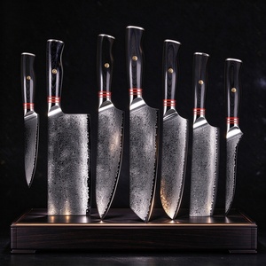 Ensemble de couteaux de cuisine en acier Damas VG10 à 67 couches, 7 pièces, ensemble de couteaux de chef japonais, manche en bois Pakka, vente en gros d'usine, OEM, ODM - Product Image 1