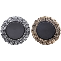 Assiette de Présentation Ronde 13 Pouces Or/Argent Bord Orné pour Mariage et Banquet – Décoration de Table