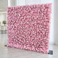 Backdrop Dinding Bunga Mawar Sutra Buatan Tangan Romantis untuk Pernikahan, Natal, Hari Valentine