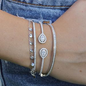 Nuovo Bracciale Aperto alla Moda 2026 con Charm a Goccia Colorato in Zirconia Cubica 5A per Donne - Product Image 3