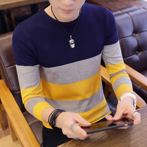 Alta calidad Otoño e Invierno moda tendencia versión coreana <span class=keywords><strong>Slim</strong></span> <span class=keywords><strong>Fit</strong></span> <span class=keywords><strong>cuello</strong></span> redondo hombres suéter de punto - Product Image 2