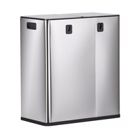 Vente Chaude Poubelle en Acier Inoxydable de 49 Litres à Pédale, Double Bac de Tri 2 et 3 Compartiments pour Cuisine