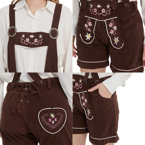Pantalones Cortos con Tirantes, Estilo Tradicional <span class=keywords><strong>Lederhosen</strong></span>, Costuras Decorativas, Color Marrón Clásico, Eventos, Directo de Fábrica, CE CPC UKCA - Product Image 3